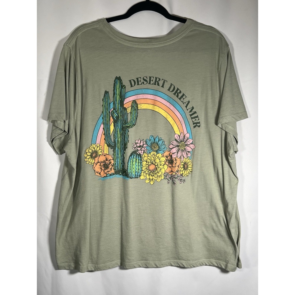 Rebellious One Trendy Plus Size Desert Dreamer T-Shirt - Desert Sage, 3X